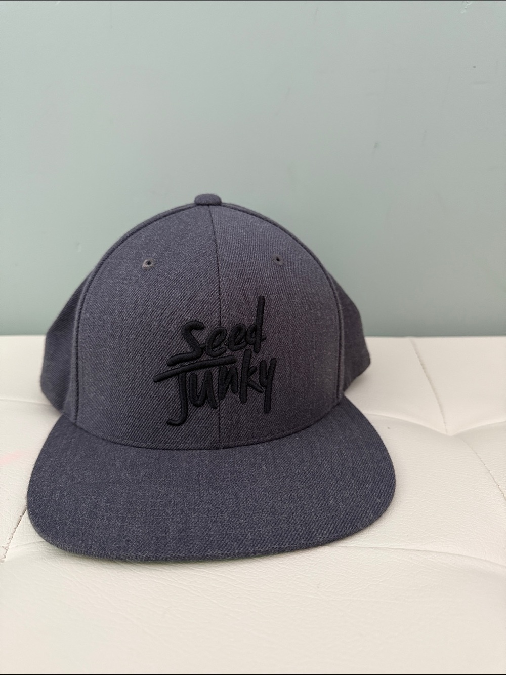 The Classic Gray Flat-Brim Cap with Black Script